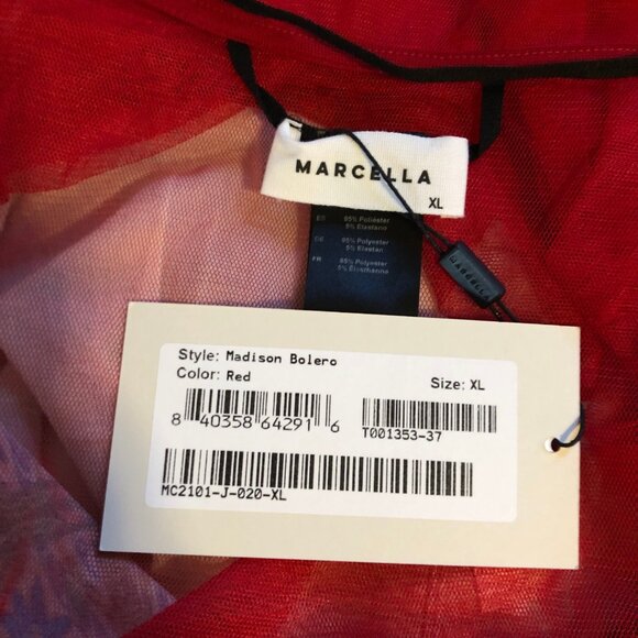 NWT Marcella NYC red mesh ruched Madison Bolero - Picture 10 of 11